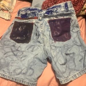these are jean short and they are painted and they can be worn with new items
